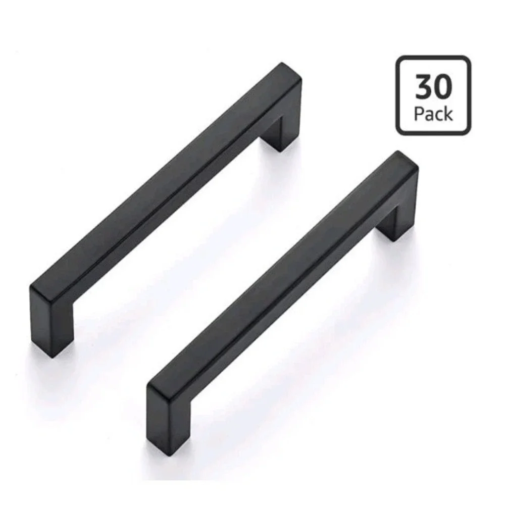 Ravinte 30 Pack Solid 5 Inch‎ Kitchen Square Cabinet Handles Matte Black Pulls